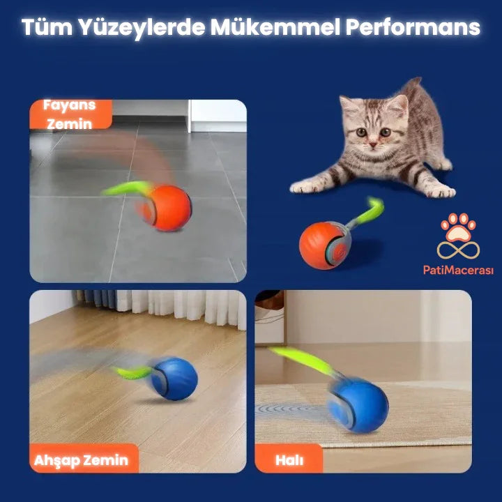PatiMacerası™ ZıpZıp Akıllı Kedi Topu (Otomatik & Şarj Edilebilir)