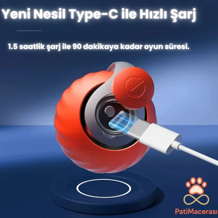 PatiMacerası™ ZıpZıp Akıllı Kedi Topu (Otomatik & Şarj Edilebilir)