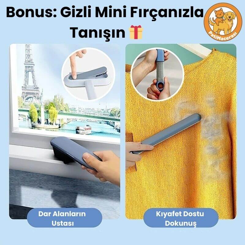 PatiMacerası™ 4'ü 1 Arada Uzun Saplı Tüy ve Cam Temizleyici