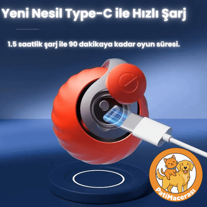 PatiMacerası™ ZıpZıp Akıllı Kedi Topu (Otomatik & Şarj Edilebilir)